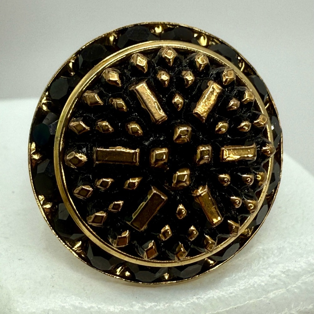 Grandmother’s Buttons Vintage European Glass Statement Ring – Adjustable